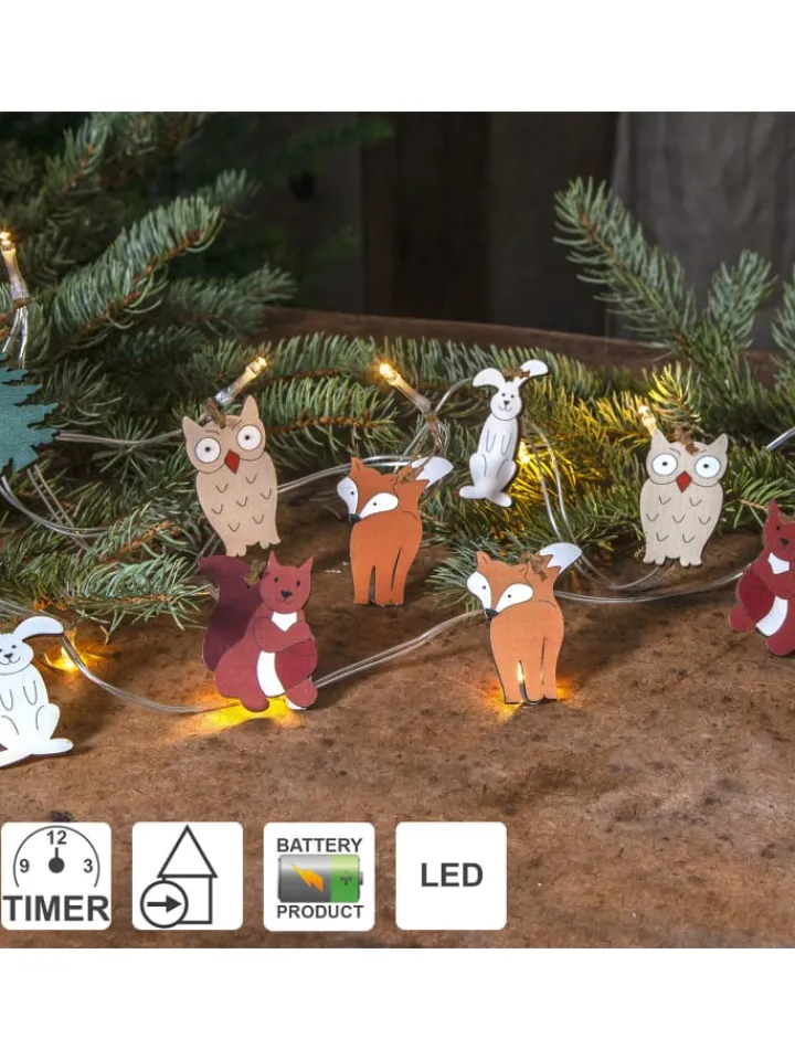 STAR Trading Lichterketten & Dekobeleuchtung<Dekorative Lichterkette mit Tiermotiven 'Forest Friends', Batterie, Ho