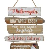 POSIWIO Wohndekoration<Dekoschild "Winterregeln" in Hellbraun - (B)35 x (H)46 cm