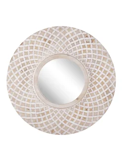 Beliani Spiegel<Dekospiegel POMARO in Braun/Weiß - (W) 60 x (H) 60 x (L) 2 cm