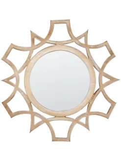 Beliani Spiegel<Dekospiegel ZAPOPAN in Braun/Weiß - (W) 60 x (H) 60 x (L) 2 cm