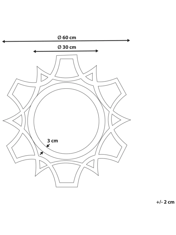 Beliani Spiegel<Dekospiegel ZAPOPAN in Braun/Weiß - (W) 60 x (H) 60 x (L) 2 cm
