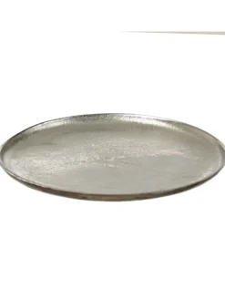 MARELIDA Dekoschalen<Dekoteller Dekotablett runder Kerzenteller Aluminium D: 30cm in silber