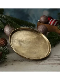 MARELIDA Dekoschalen<Dekoteller Dekotablett runder Kerzenteller Aluminium D: 20cm in gold