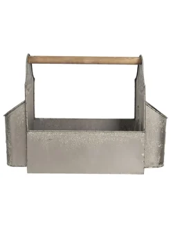 Clayre & Eef Gartendekoration<Deko-Werkzeugkasten in Grau - (B)50 x (H)35 x (T)23 cm