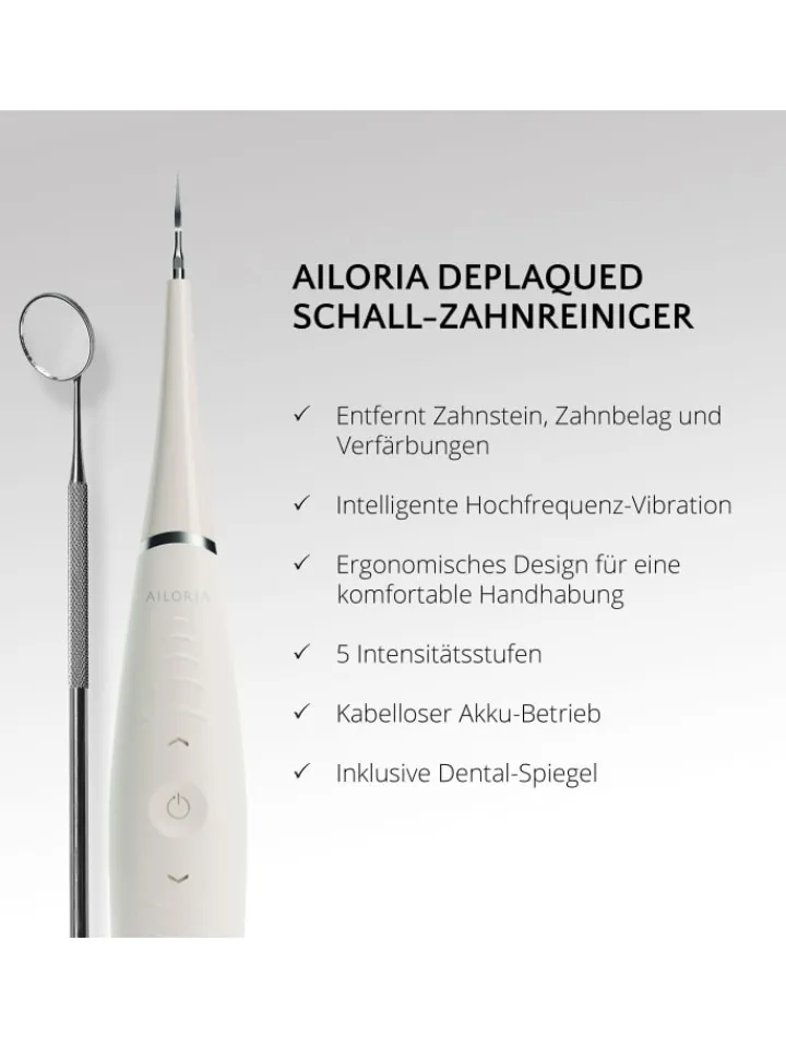 Ailoria Zahn & Mundpflege<DEPLAQUED Schall-Zahnreiniger in weiß
