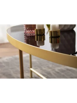 KADIMA DESIGN Tische<Design Couchtisch Glas Schwarz - Oval 110 x 56 cm mit