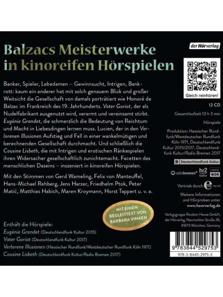 der Hörverlag Hörbücher<Die große Hörspiel-Edition | Vater Goriot - Cousine Lisbeth - Eugénie Grandet...