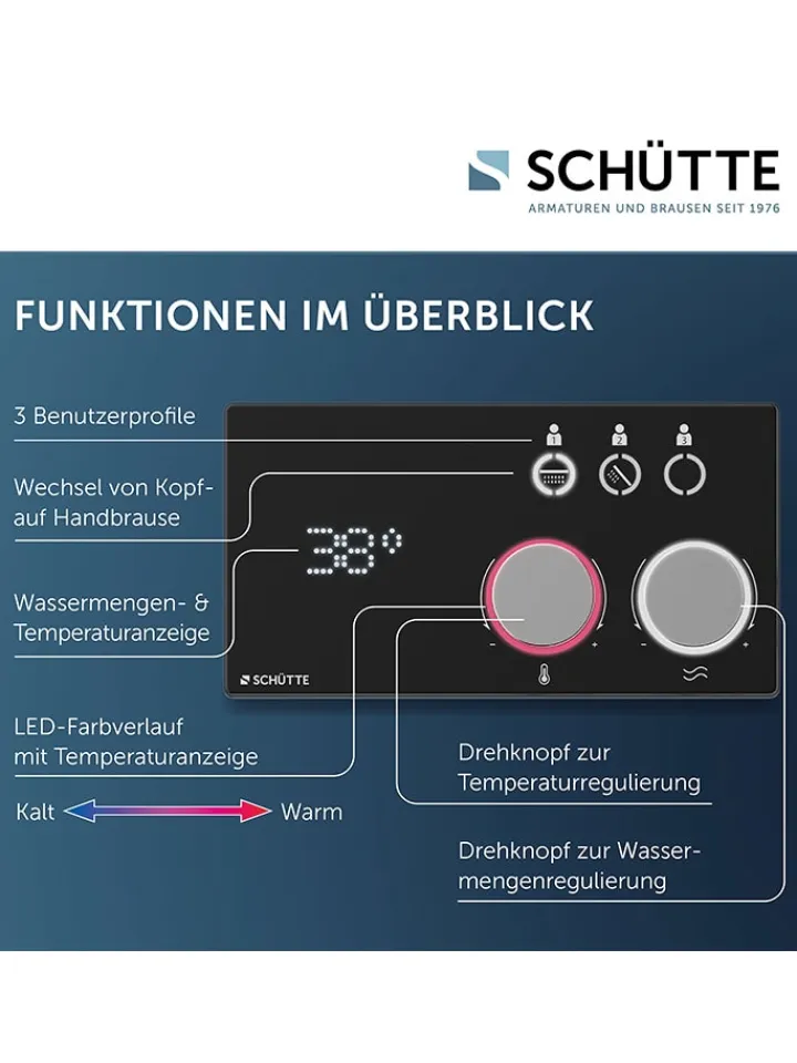 Schütte Badarmaturen<Digitales Duschsystem ''Aquadot'' in Schwarz/ Chrom