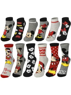 MINNIE MOUSE Adventskalender<Disney Socken Adventskalender 12 Paar kurz und lang in Mehrfarbig