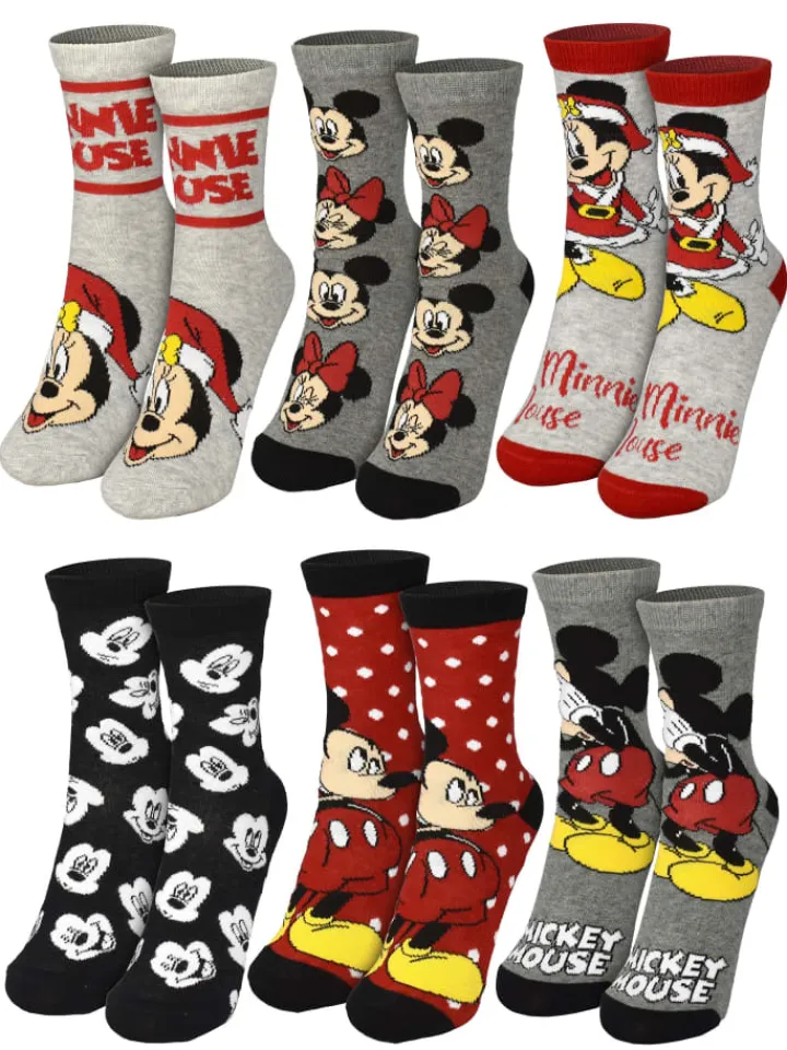 MINNIE MOUSE Adventskalender<Disney Socken Adventskalender 12 Paar kurz und lang in Mehrfarbig