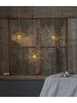 STAR Trading Lichterketten & Deko-Leuchten<3D-LED-Hängestern "Firework" in Silber - (H)45 cm