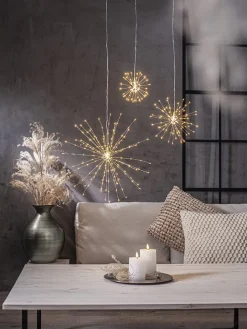 STAR Trading Lichterketten & Deko-Leuchten<3D-LED-Hängestern "Firework" in Silber - (H)45 cm