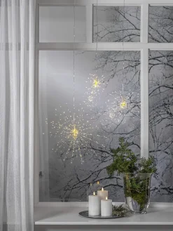 STAR Trading Lichterketten & Deko-Leuchten<3D-LED-Hängestern "Firework" in Silber - (H)45 cm
