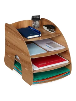 relaxdays Büro- & Schulbedarf<Dokumentenablage in Dunkelbraun - (B)25,5 x (H)27 x (T)34,5 cm