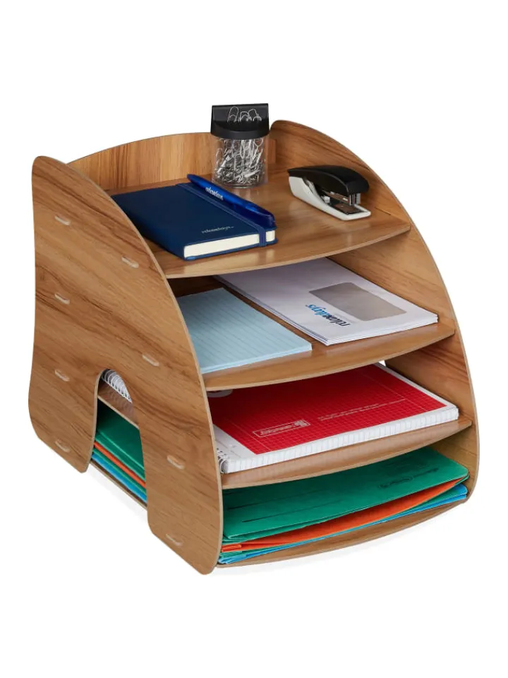 relaxdays Büro- & Schulbedarf<Dokumentenablage in Dunkelbraun - (B)25,5 x (H)27 x (T)34,5 cm