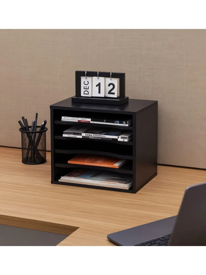 relaxdays Büro- & Schulbedarf<Dokumentenablage in Schwarz - (B)35,5 x (H)33 x (T)25 cm