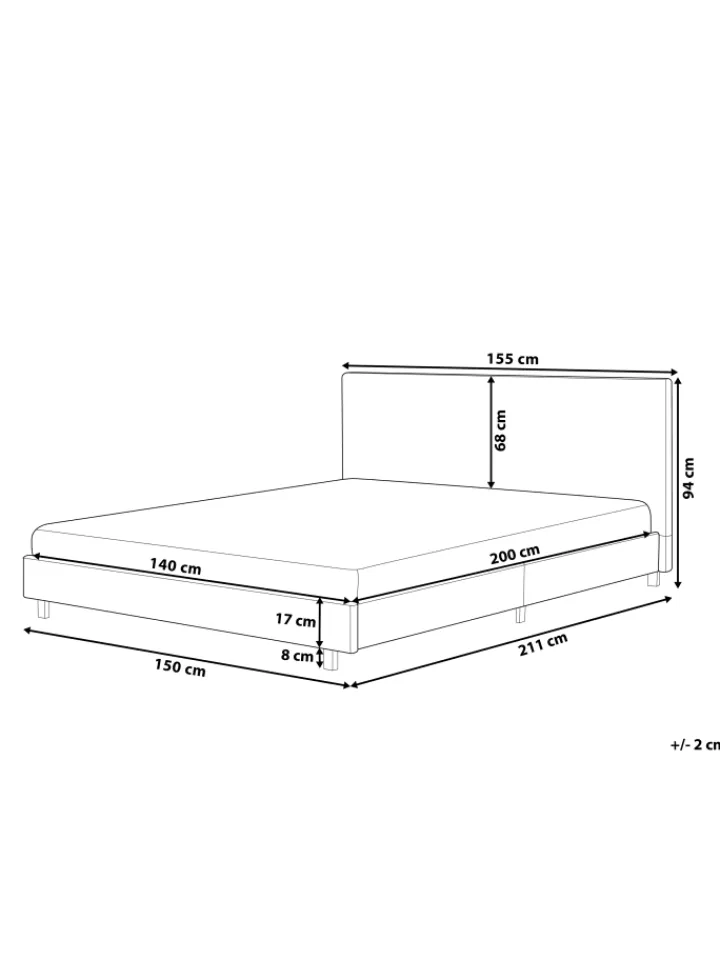 Beliani Betten & Matratzen<Doppelbett ALBI in Beige/Schwarz - (W) 155 x (H) 94 x (L) 211 cm