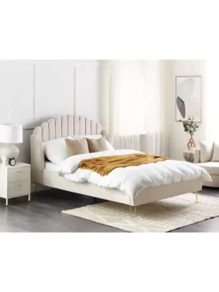 Beliani Betten & Matratzen<Doppelbett AMBILLOU in Beige/Gold - (W) 157 x (H) 126 x (L) 214 cm