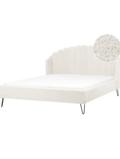 Beliani Betten & Matratzen<Doppelbett AMBILLOU in Weiß/Schwarz - (W) 197 x (H) 126 x (L) 214 cm