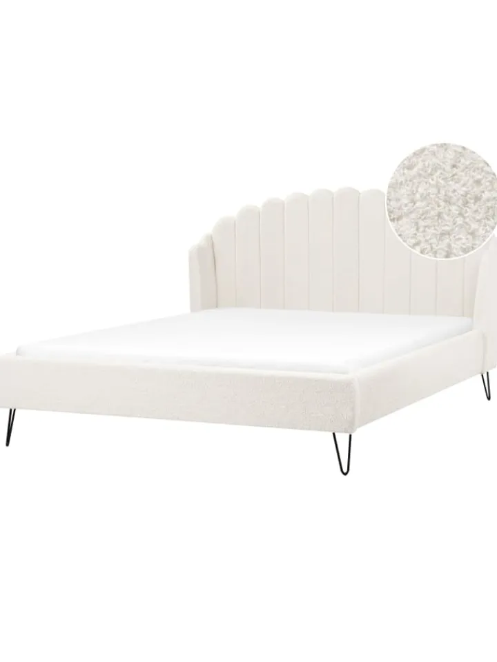 Beliani Betten & Matratzen<Doppelbett AMBILLOU in Weiß/Schwarz - (W) 197 x (H) 126 x (L) 214 cm