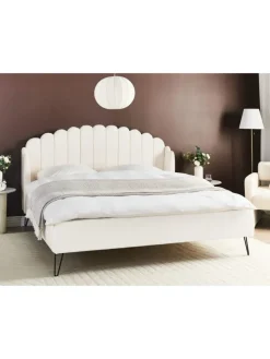 Beliani Betten & Matratzen<Doppelbett AMBILLOU in Weiß/Schwarz - (W) 197 x (H) 126 x (L) 214 cm