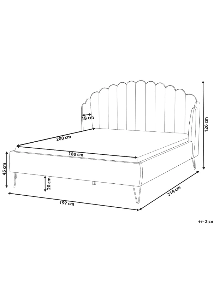 Beliani Betten & Matratzen<Doppelbett AMBILLOU in Weiß/Schwarz - (W) 197 x (H) 126 x (L) 214 cm
