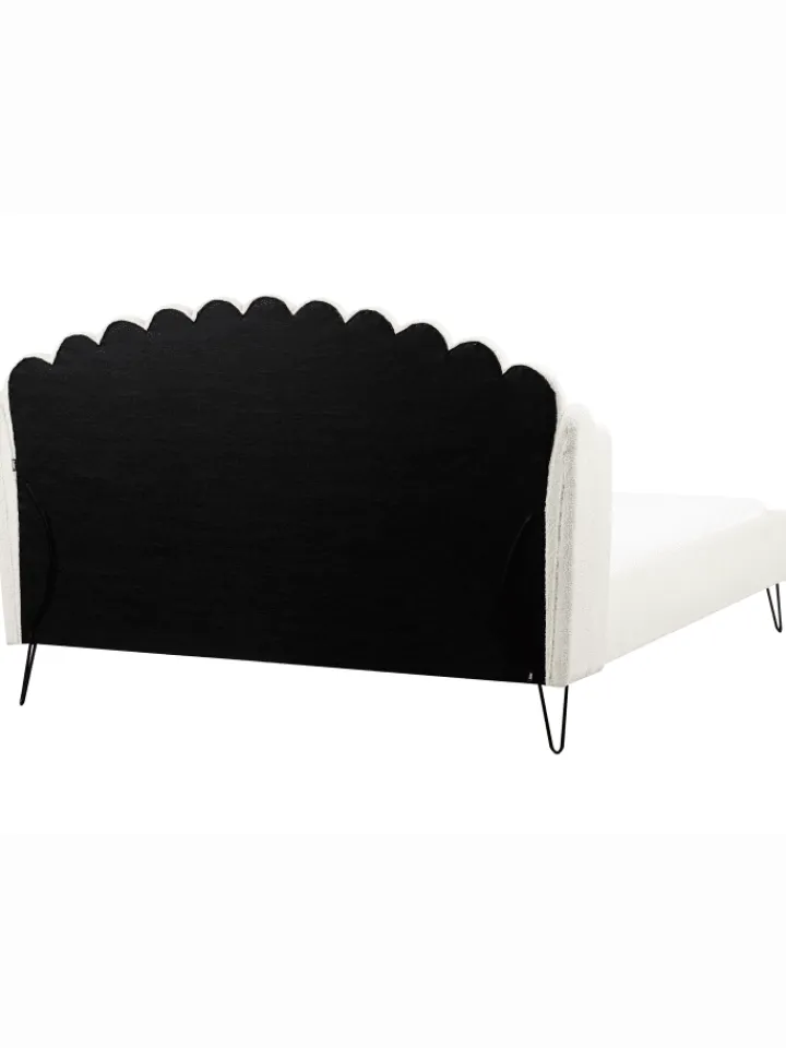 Beliani Betten & Matratzen<Doppelbett AMBILLOU in Weiß/Schwarz - (W) 197 x (H) 126 x (L) 214 cm