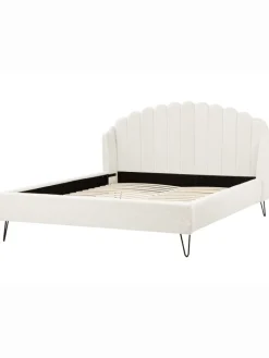 Beliani Betten & Matratzen<Doppelbett AMBILLOU in Weiß/Schwarz - (W) 197 x (H) 126 x (L) 214 cm