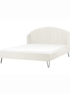 Beliani Betten & Matratzen<Doppelbett AMBILLOU in Weiß/Schwarz - (W) 197 x (H) 126 x (L) 214 cm