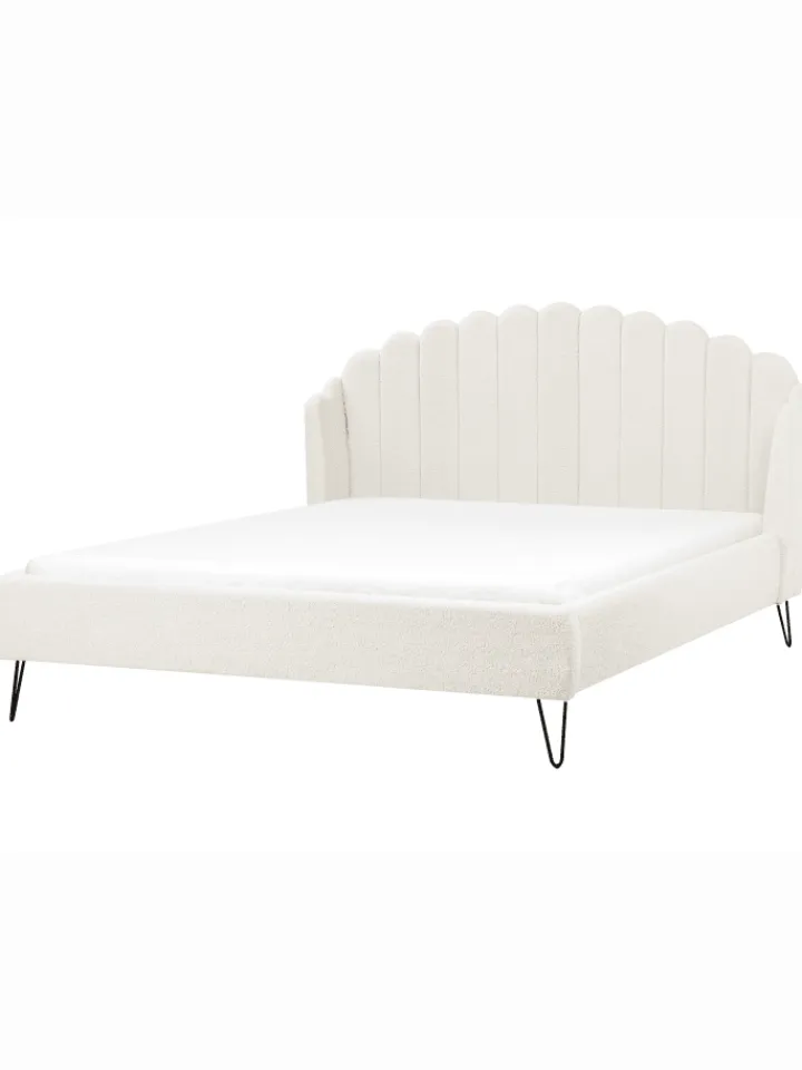 Beliani Betten & Matratzen<Doppelbett AMBILLOU in Weiß/Schwarz - (W) 197 x (H) 126 x (L) 214 cm