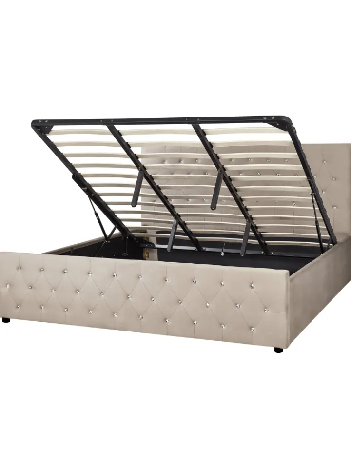 Beliani Betten & Matratzen<Doppelbett AMIENS in Beige - (W) 191 x (H) 109 x (L) 217 cm