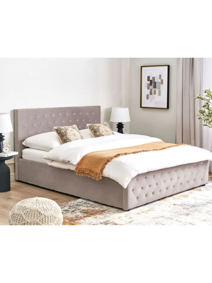 Beliani Betten & Matratzen<Doppelbett AMIENS in Beige - (W) 191 x (H) 109 x (L) 217 cm