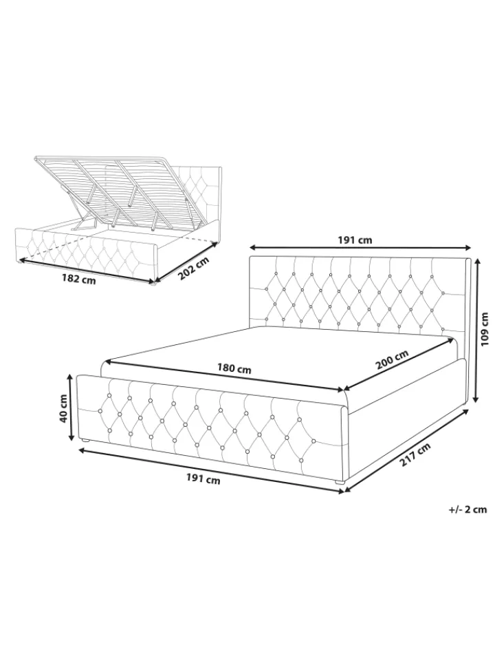 Beliani Betten & Matratzen<Doppelbett AMIENS in Beige - (W) 191 x (H) 109 x (L) 217 cm