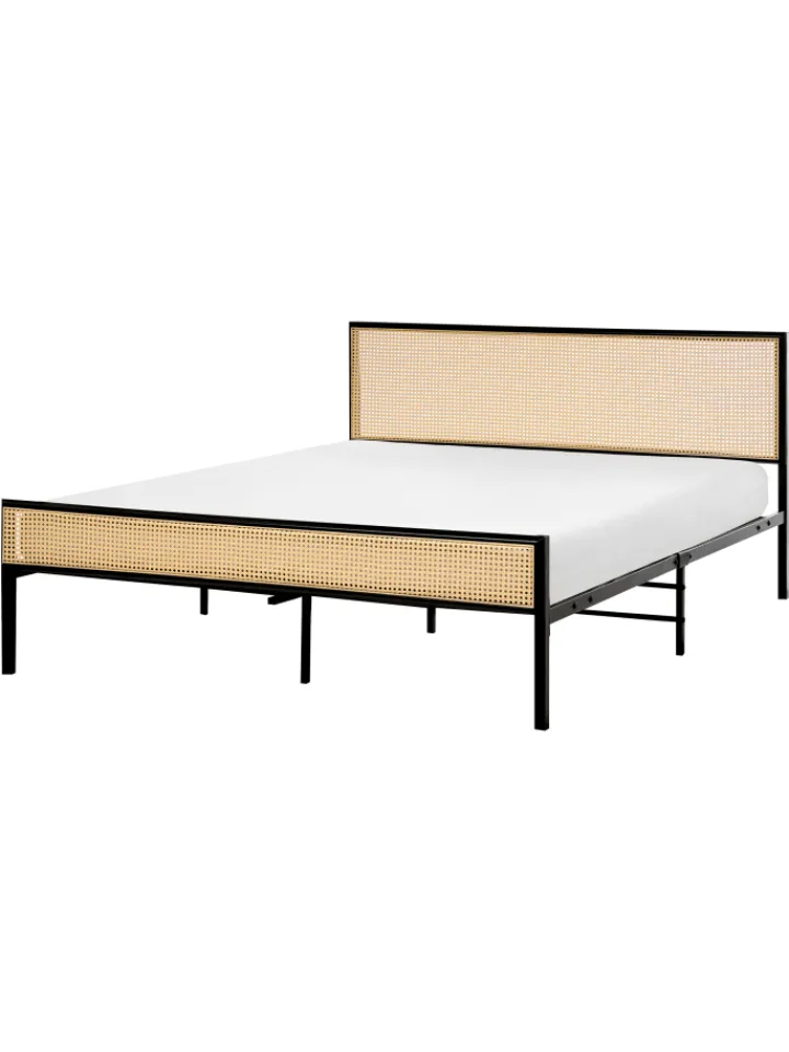 Beliani Betten & Matratzen<Doppelbett AVANTON in Schwarz/Braun - (W) 165 x (H) 90 x (L) 208 cm