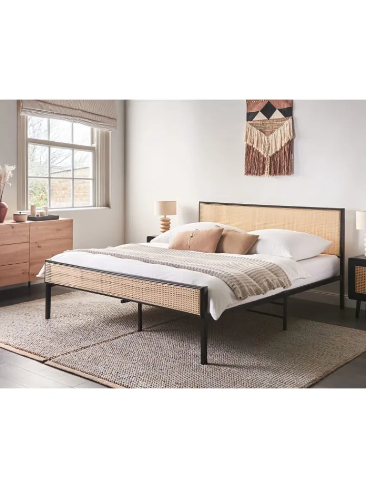 Beliani Betten & Matratzen<Doppelbett AVANTON in Schwarz/Braun - (W) 165 x (H) 90 x (L) 208 cm