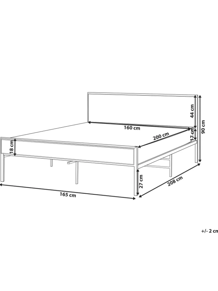 Beliani Betten & Matratzen<Doppelbett AVANTON in Schwarz/Braun - (W) 165 x (H) 90 x (L) 208 cm