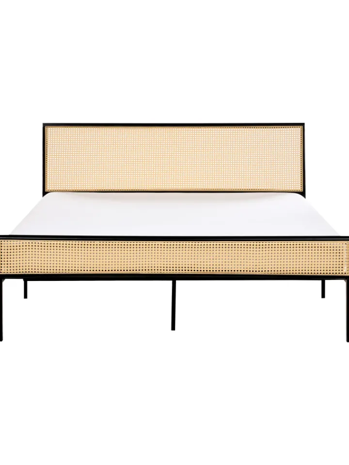 Beliani Betten & Matratzen<Doppelbett AVANTON in Schwarz/Braun - (W) 165 x (H) 90 x (L) 208 cm