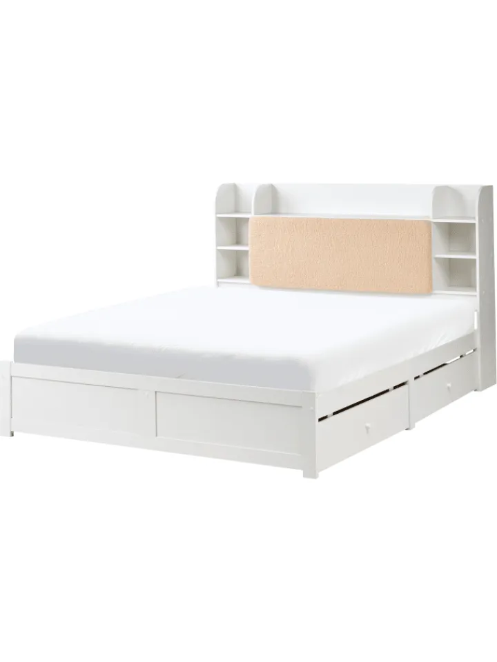 Beliani Betten & Matratzen<Doppelbett BIZOU in Weiß/Beige - (W) 168 x (H) 110 x (L) 227 cm
