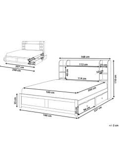 Beliani Betten & Matratzen<Doppelbett BIZOU in Weiß/Beige - (W) 168 x (H) 110 x (L) 227 cm