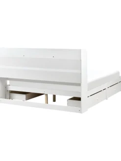 Beliani Betten & Matratzen<Doppelbett BIZOU in Weiß/Beige - (W) 168 x (H) 110 x (L) 227 cm