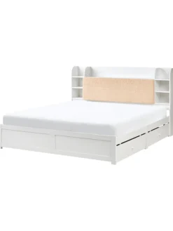 Beliani Betten & Matratzen<Doppelbett BIZOU in Weiß/Beige - (W) 188 x (H) 110 x (L) 227 cm