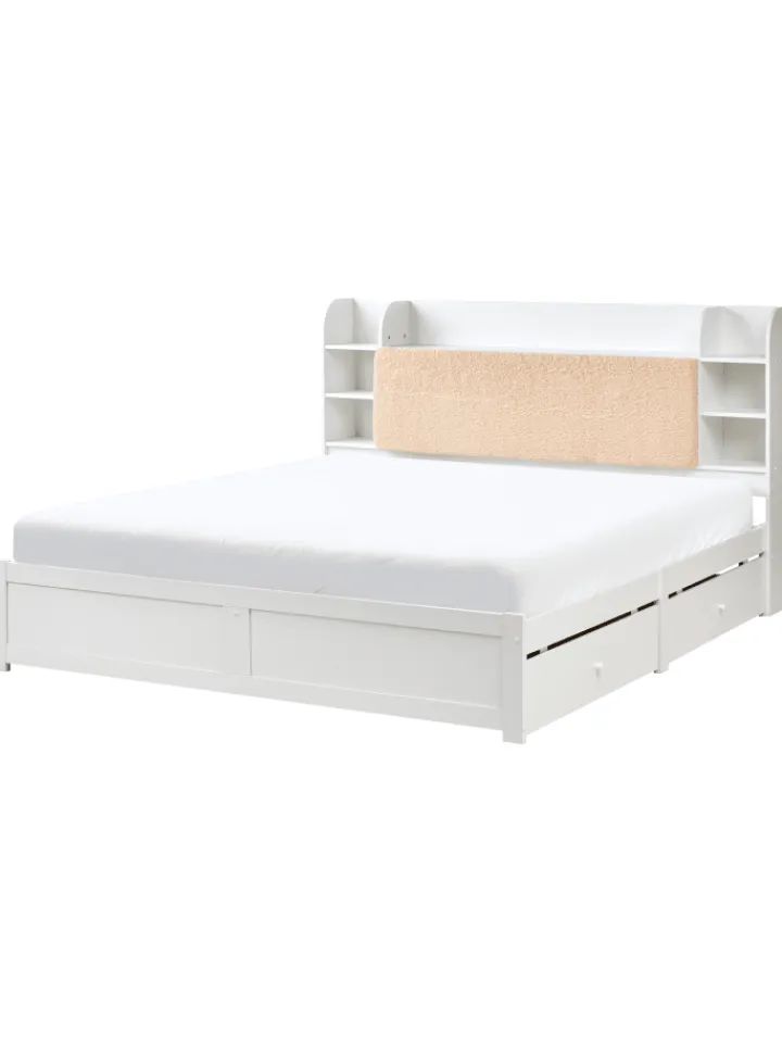 Beliani Betten & Matratzen<Doppelbett BIZOU in Weiß/Beige - (W) 188 x (H) 110 x (L) 227 cm