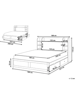 Beliani Betten & Matratzen<Doppelbett BIZOU in Weiß/Beige - (W) 188 x (H) 110 x (L) 227 cm