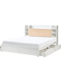 Beliani Betten & Matratzen<Doppelbett BIZOU in Weiß/Beige - (W) 188 x (H) 110 x (L) 227 cm
