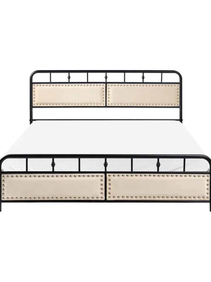 Beliani Betten & Matratzen<Doppelbett BREUILLET in Schwarz/Beige - (W) 165 x (H) 95 x (L) 207 cm
