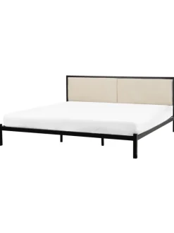 Beliani Betten & Matratzen<Doppelbett CLAMART in Schwarz/Beige - (W) 187 x (H) 85 x (L) 210 cm