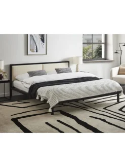 Beliani Betten & Matratzen<Doppelbett CLAMART in Schwarz/Beige - (W) 187 x (H) 85 x (L) 210 cm