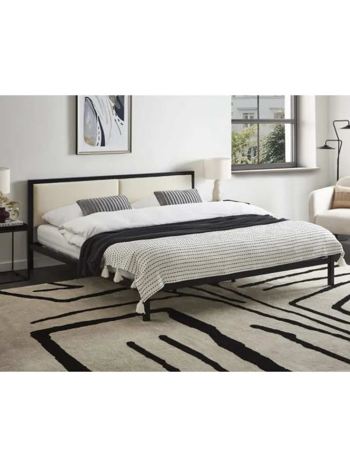 Beliani Betten & Matratzen<Doppelbett CLAMART in Schwarz/Beige - (W) 187 x (H) 85 x (L) 210 cm
