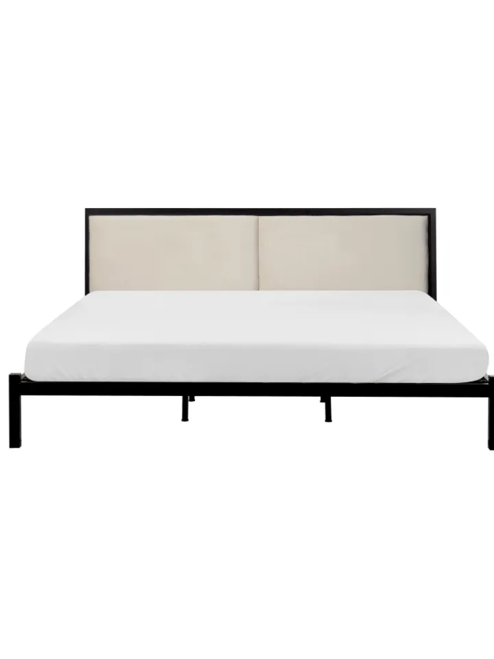 Beliani Betten & Matratzen<Doppelbett CLAMART in Schwarz/Beige - (W) 187 x (H) 85 x (L) 210 cm