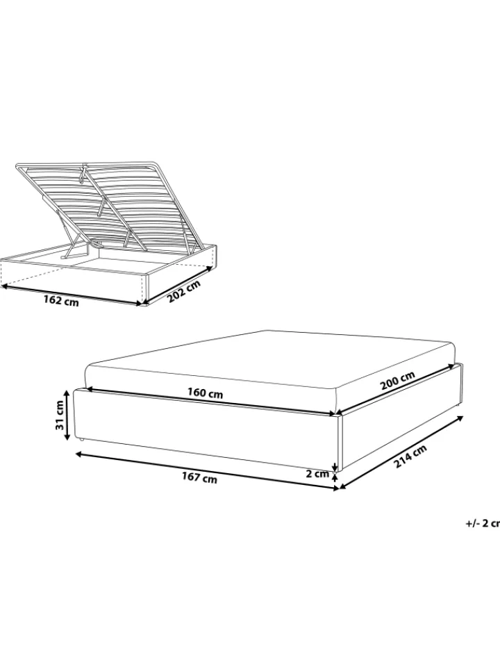 Beliani Betten & Matratzen<Doppelbett DINAN in Weiß - (W) 167 x (H) 31 x (L) 214 cm
